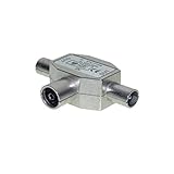 Durchgangsdämpfung: ca. 3,5 dB | Frequenzbereich: 5 - 1000 MHz | Ausgang (Out): 2x Koaxial-Stecker (IEC) / Eingang (IN): 1x Koaxial-Buchse (IEC)