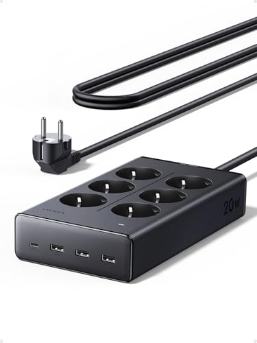 UGREEN Steckdosenleiste mit USB 10-in-1 Mehrfachsteckdose mit Schalter 20W Schnellladen USB C 3680W Steckdosenwürfel mit Überspannungsschutz Gesamtlänge 1 5 m für Schreibtische Büros