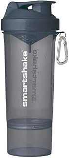 Smartshake Slim Protein Shaker Bottle With Storage 400ml to 500ml Leakproof BPA Free Small Protein Shake Bottles Smart Shaker Cup for Women + Men (Stormy Gray (Grey))