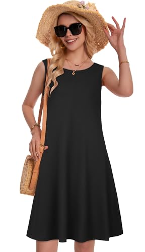 Image of Summer Dresses for Women Beach Boho Sleeveless Vintage Floral Flowy Pocket Tshirt Tank Sundresses 2026