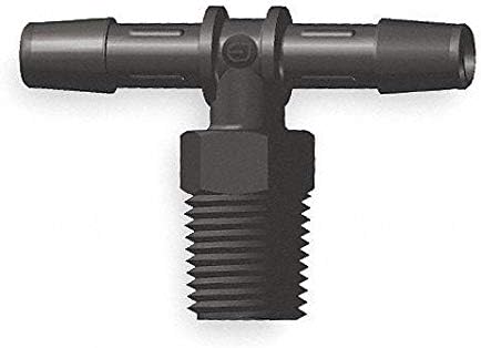 Eldon James Barbed x Barbed x MNPT Tee, Nylon, 3/8" Barb Size, Black - T4-6BN, (Pack of 5)