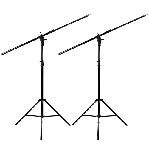 Britek LS 2 Pack 12ft / 3.6m Adjustable Boom Stand for Photography Lighting, Wide Base for Softbox, Strobe Light, Camera, Photographic Portrait, Reflector, Photo Video Tripod Stand with 1/4