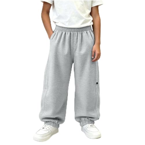 Boys Baggy Sweatpants Casual Straight Leg High Waist Elastic Jogger Pants