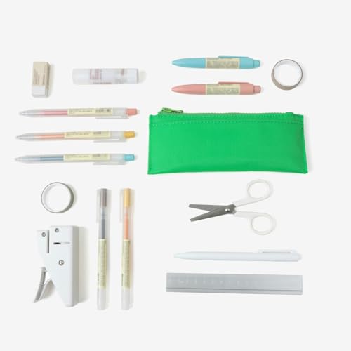 Image of Pencil Pouch for Teens School Office Supplies Pencil Case Cosmetic Bag Zipper (Grass Green)