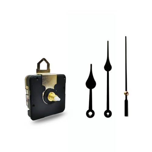 Image of 18mm Sweep and Silent Clock Machine and Sturdy Black Metal Needles | Non-Ticking Battery Operated Clock Movement Replacement for DIY Resin Clocks & Art