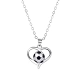 Izpack Soccer Ball Heart Pendant Necklace for Women Girls Football Love Hearted Sport Fans Adjustable Chain Necklace Fashion Jewelry Gifts for Athlete