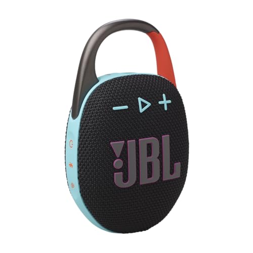 JBL Clip 5 Bluetooth-Lautsprecher mit Karabiner, Schwarz/Orange
