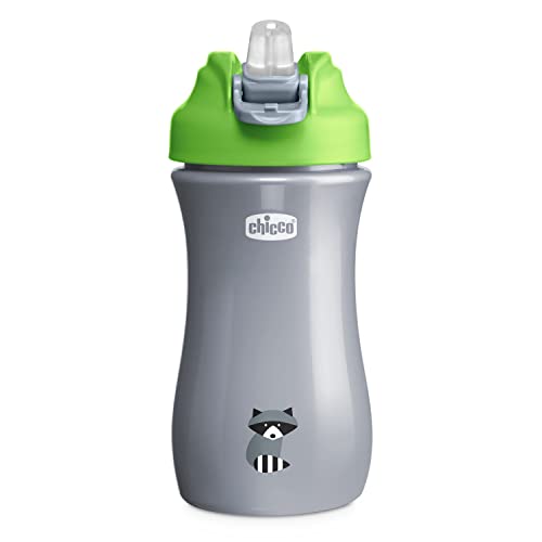 Chicco Pop-up Cup, auslaufsicherer Trinkbecher für Kinder, praktisches Öffnen, Silikon-Ausguss, luftdichter Verschluss, leicht zu tragen, Glas für Kinder 2 Jahre, Fassungsvermögen 350 ml, Grün