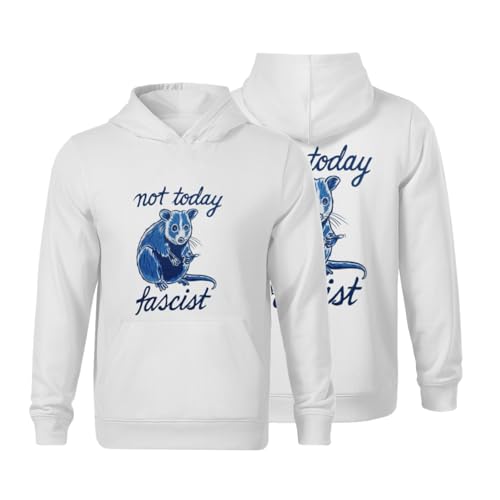 Kids Funny Not Today Fascist Possum Meme Smash Fascism Boys Girls Lightweight Kangaroo Pocket Fleece Hoodies