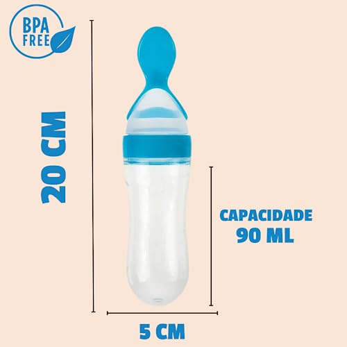Colher Dosadora Mamadeira Leite Materno Papinha Introdução Alimentar Silicone Bpa Free 90 ML Marca M