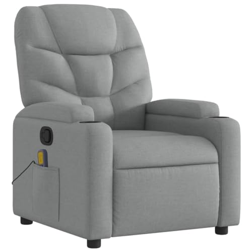 Sillón masaje gris claro tela poliéster madera miniatura 4