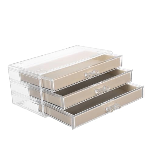 EPIGEIST Caja de Joyería con Organizador de Collares Anillos y Pendientes Diseño Minimalista Gran Capacidad Bandejas de Organizador Compacto para Mostrador y Viaje