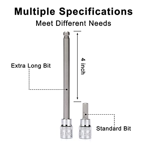 Image of Mayouko 107-Piece Bit Socket Set, 1 /4 inch, 3 /8 inch and 1 /2 inch Drive, Torx /Hex /Ball End Hex, SAE /Metric, S2 Steel Bits