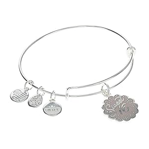 Alex and Ani Occasions Expandable Bangle for Women, Sweet 16 Charm, Shiny Silver Finish, 2 to 3.5 in