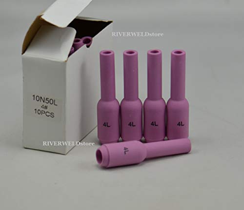 Image of RIVERWELD TIG Alumina Nozzles Ceramic Cups 10N50L #4L 1 /4 inch 6.5mm 10pcs