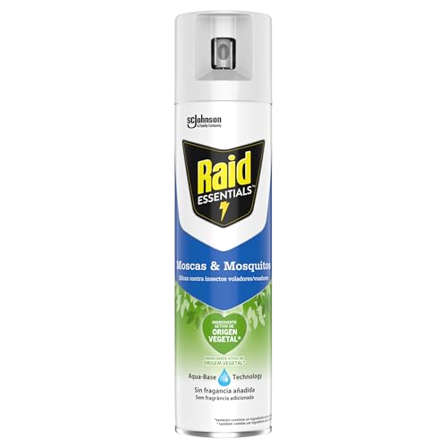 Raid Essentials Spray Insecticida - Aerosol para moscas y mosquitos, Frescor Natural. Eficacia inmediata. Unidad, 400ml