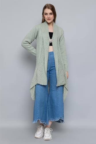 Image of Wear lusso Women's Woolen V-Neck Open Front Shrug Cardigan | Long Sleeve Winter Sweater for Girls & Ladies | Stylish Warm Outerwear in Trendy Colors