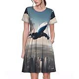 XZDZDX high Altitude Airplane Women's Short Sleeve Knee...