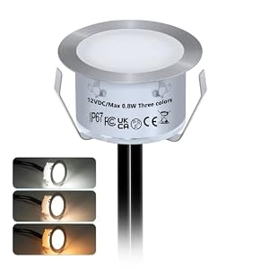 HIBOITEC 1 Pack Led Decking Lights – 0.8W LED Deck Lights Ø42MM, Warm White Deck Lighting Waterproof IP67, 12V Low Voltage Plinth Light for Terrace/Patio/Path/Wall/Garden/Decoration