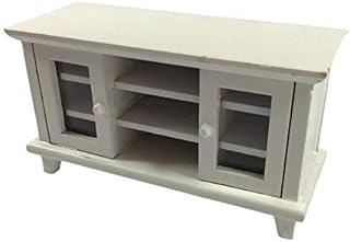 Melody Jane Dollhouse Modern White Cabinet TV Stand Miniature Living Room Furniture 1:12