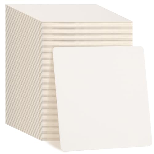 TaoBary 100 Pcs Disposable Paper Bar Coasters Bulk, 4 Inch Cardboard Coasters Square Blank for Drinks DIY Crafts Wedding (White)