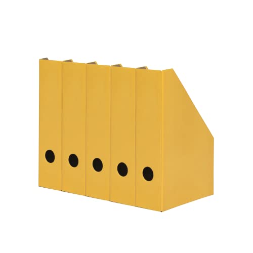 Landre - Juego de 5 coleccionistas de pie (A4, cartón resistente, 7 cm de ancho, color amarillo Cover