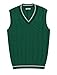 COOFANDY Men's Striped Cable Knit Sweater Vest Sleeveless V Neck Pullover Uniform Sweater Green