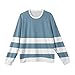 FQZWONG Men's Ribbed Crewneck Sweater Casual Long Sleeve Slim Fit Knitted Pullover Sweater Fall Winter Stripe Sweatshirts（2-Blue,Large