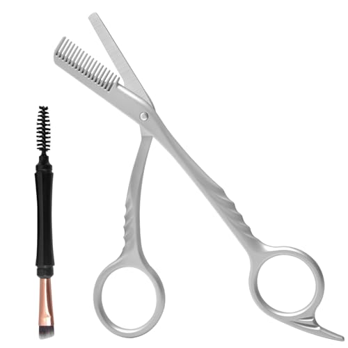 Diesisa Eyebrow Trimmer Scissors - Eyebrow Kit with Eyelash Comb and Leather case - Eyebrow Scissors - Beauty Tool for Men & Women