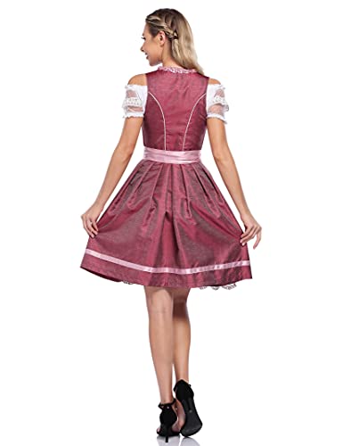 GloryStar Oktoberfest Dress Women\'s German Dirndl Dress Costumes for Bavarian Oktoberfest Carnival Halloween 21New-Wine red M - Thumbnail 6