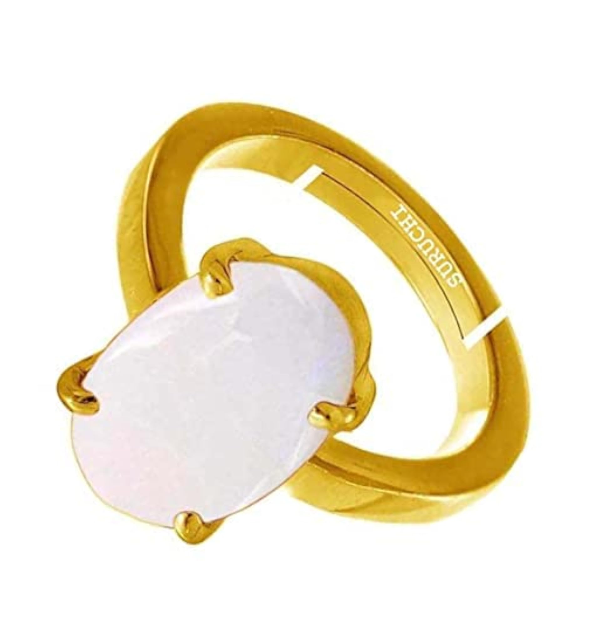 Women's Gold Plated Adjustable Opal Ring, Astrological Certified
