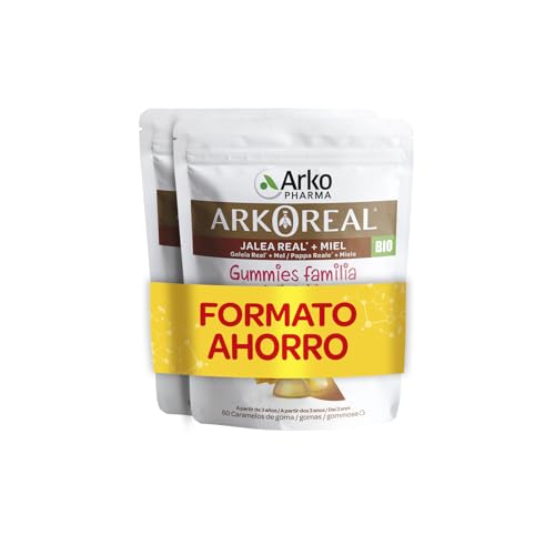 Arkopharma Arkoreal Gummies Familia x2 Formato Ahorro, Jalea Real 100% BIO, apto a partir 3 años y durante el embarazo o lactancia, complemento alimenticio