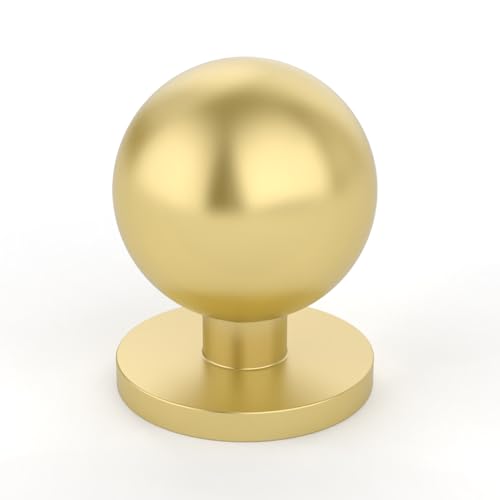 Amerdeco 10 Pack Brushed Gold Cabinet Knobs Single Hole Cabinet Pulls 1 Inch Diameter Round Drawer Knobs and Pulls for Bathroom Cabinets ZH0053……