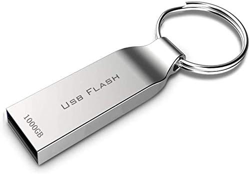 elevavie Waterproof USB Flash Drive 1TB Thumb Drive Memory Stick External Storage Pen Drive with Keychain Silver(1000GB)