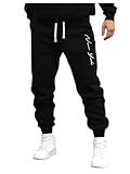 SOLY HUX Men's Athletic Sweatpants Drawstring Waist Joggers Running Sports Pants Black Printed Small