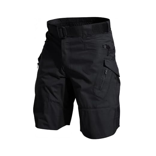 LYRXXX Men's Cargo Shorts for Hiking Work Travel Lightweight Waterproof Tactical Shorts with Multiple Pockets,Black(No Belt)
