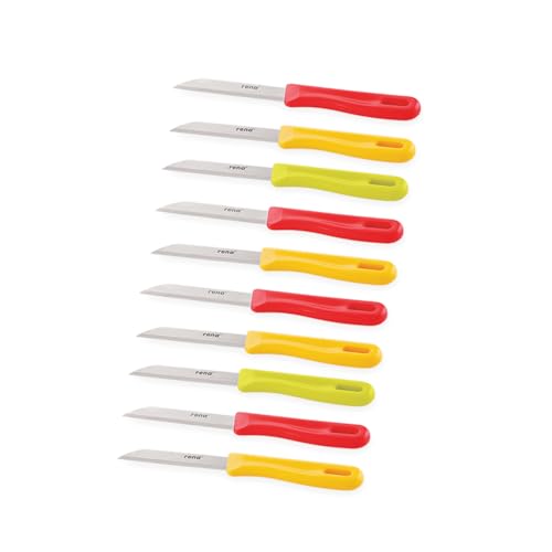 Image of Rena 10 Piece 90 mm Serrated Kitchen Knife Set Sharp Stainless Steel Knife Set for Kitchen Use, for Fruits, Vegetables, Bread. Rust Resistant, Dishwasher Safe, Durable & Long Lasting