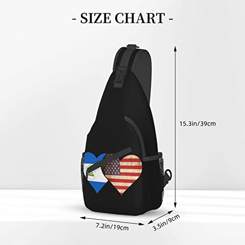 Mochila Sling Deportiva Unisex Bandera Nicaragua y EE.UU. miniatura 4