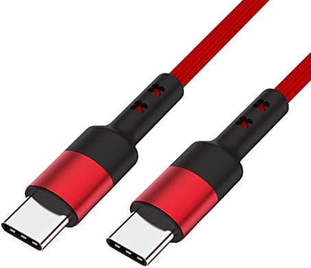 Zigmoon hair AOYIY USB C to USB C Charger Cable [30cm/1ft, 3A/20V 60W], Nylon Braided USB 2.0 Type C to Type C Fast Charging Cable for iPad, MacBook, Samsung Galaxy, Switch, Pixel, LG,Huawei (Red)