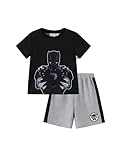 Disney Marvel Avengers Superhero Black Panther Boys Short Sets Child Vacation Clothes Summer Soccer Outfit Black Waffle T-Shirt & Trunks Set Soft Big Boy Clothing Two Pieces Holiday Apparel 6-7 Years