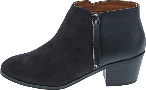 Image of Soda Women's Mug Round Toe Faux Suede Stacked Heel Western Ankle Bootie