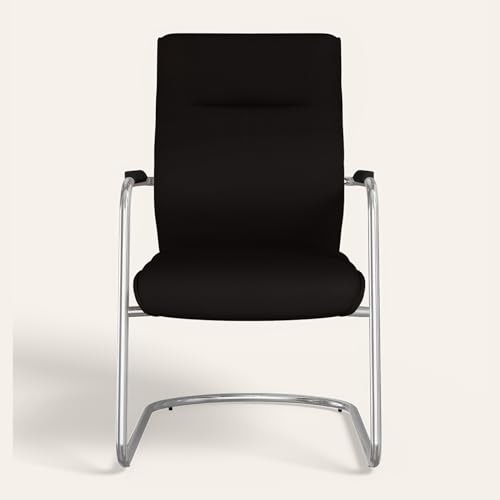 Image of Interio by Godrej La Sede Visitor Leather Executive Chair Black Ink