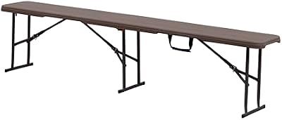 KG KITGARDEN - Banco Plegable Portátil Multifuncional Imitación Madera, 180x28x43cm, Marrón