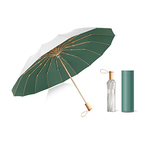 Dlin Upf 50+ Travel Umbrella Double Layer Uv Umbrellas Sun Protection 16K Lightweight Portable Walking Umbrella Hiking Silver Totes Umbrellas For Women (Green) #TOP28