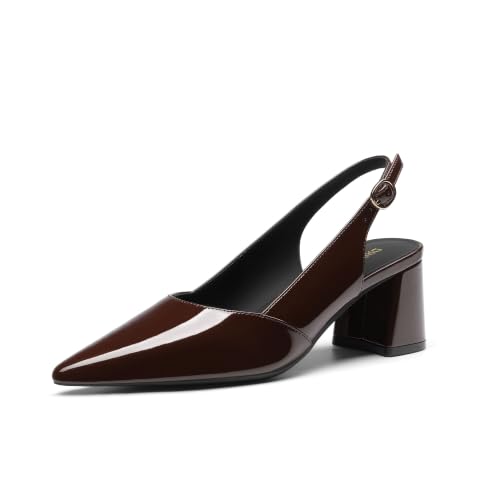 DREAM PAIRS Womens Slingback Chunky Heels Work Shoes 6 Brown