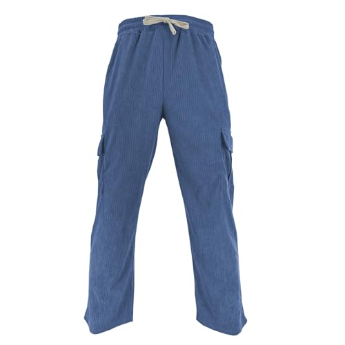 Wide Leg Corduroy Pants Men Cargo High Elastic with Pockets Men Sweatpants Casual Classic Regular Workout Trousers3