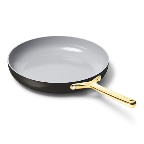 Image of Caraway Nonstick Ceramic Frying Pan - 12 inch - Non Toxic, PTFE & PFOA Free - Oven Safe to 550F - Compatible with Gas, Electric, Induction Stovetops, Black