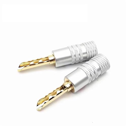 Connecteur Banane en cuivre plaqué Or 24K de 4mm dentelée pour bornier d'enceinte hi-fi