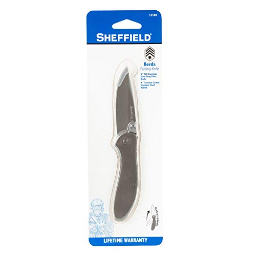 Sheffield 12169 Berda Assisted Survival Knife | 3 Inch Drop Point Folding Pocket Knife | Assisted Opening Edc Knife| Steel Handle | Tactical Knife For Camping, Men’s Gift, Edc & More | Pocket Clip #TOP5