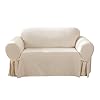 SureFit Duck Cotton Loveseat Box Cushion Slipcover – One Piece Slipcover, Relaxed Woven Fit, 100% Cotton, Machine Washable